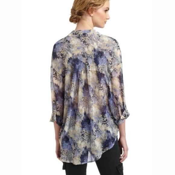 Free People Easy Rider Sheer Chiffon Button Down No Size Tag - Picture 2 of 7